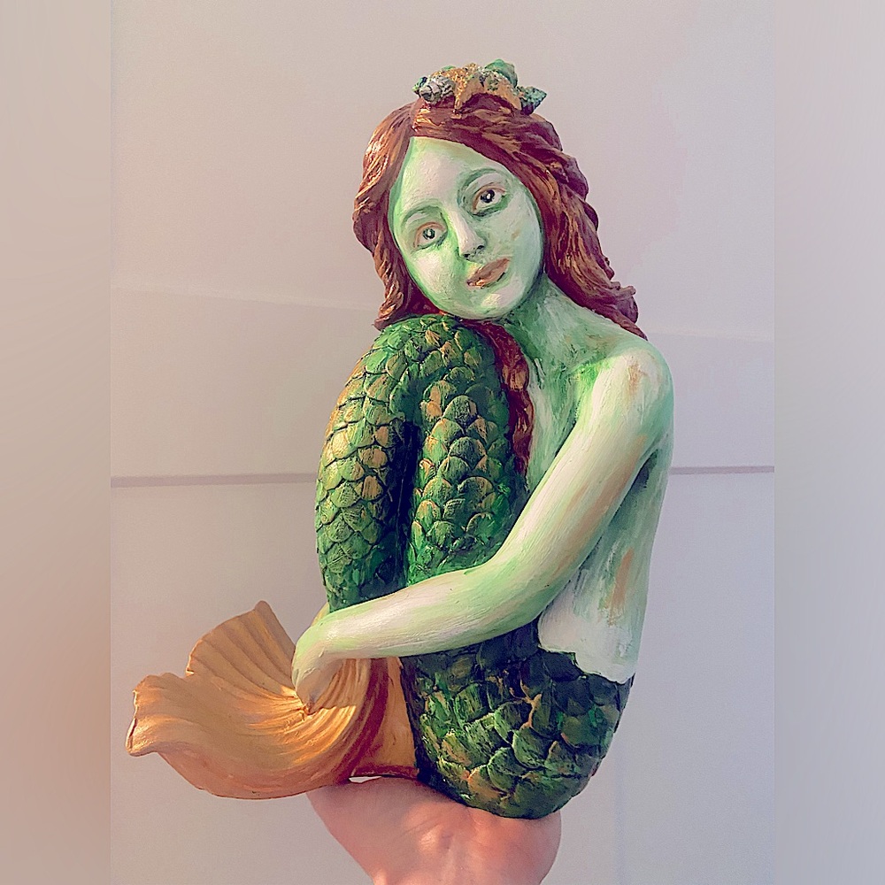 Handpainted wooden mermaid decor